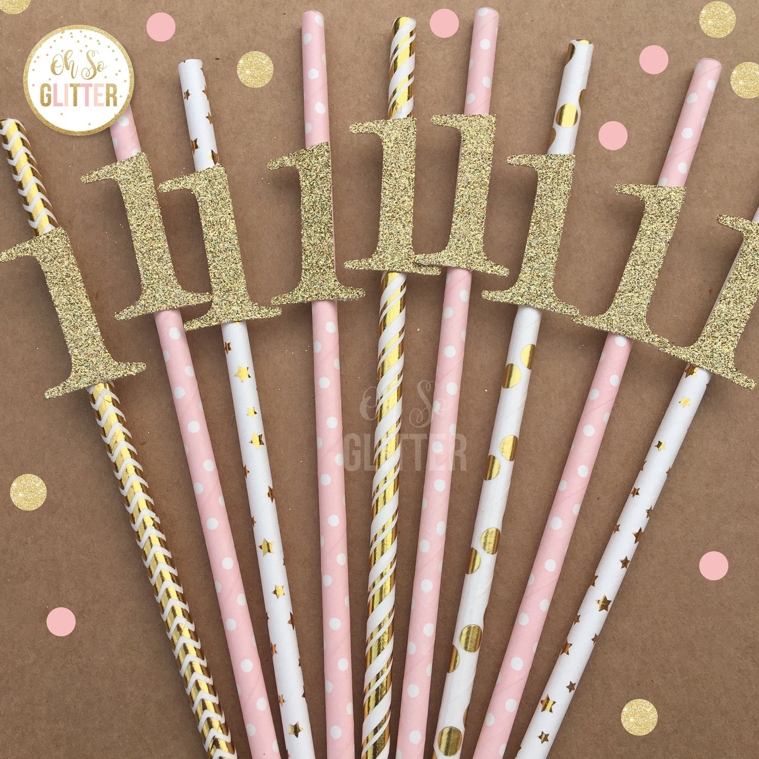 Image of Number 1 straws - Blush and Gold
