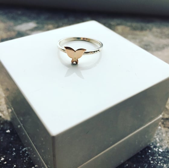 Image of 9ct Rose gold and Silver Butterfly Ring