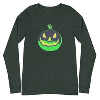 Image 10 of Long Sleeve Tee (Adult M/F) - Jack O Lantern Vintage Green-Black