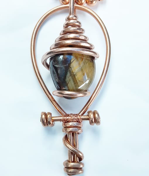 Image of Serpentine Wrapped Tiger's Eye Ankh