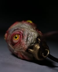 Image 19 of Egg of the King pendant, leather cord, brass hardware, all seeing glowing eyes