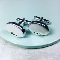 Image 1 of Chunky Silver Nugget Cufflinks