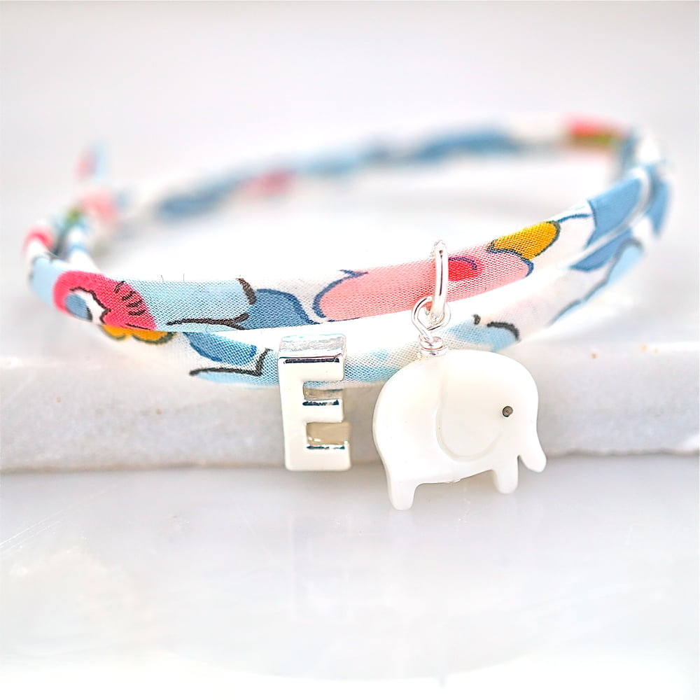 Image of Liberty print bracelet with elephant and letter