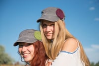 Image 4 of Light Grey Hat/Green Flower