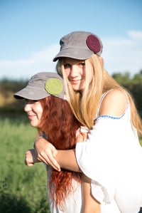 Image 3 of Light Grey Hat/Green Flower