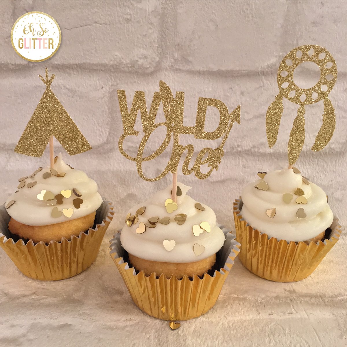 Wild One cupcake toppers pack of 6 Oh So Glitter