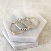 Image 1 of Silver Hexagon Stacking Rings