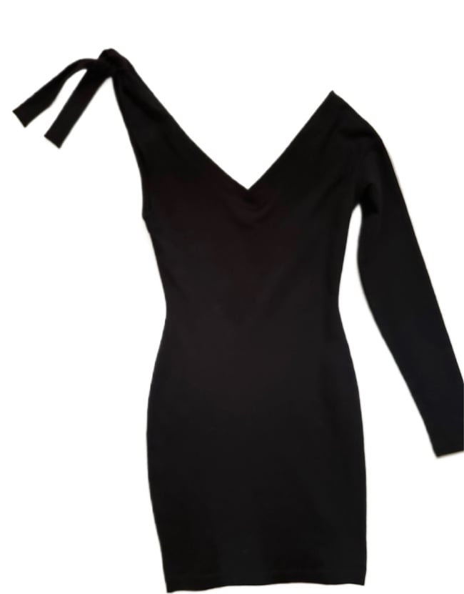 90s supermodel era Complice by Dolce and Gabbana fitted black dress