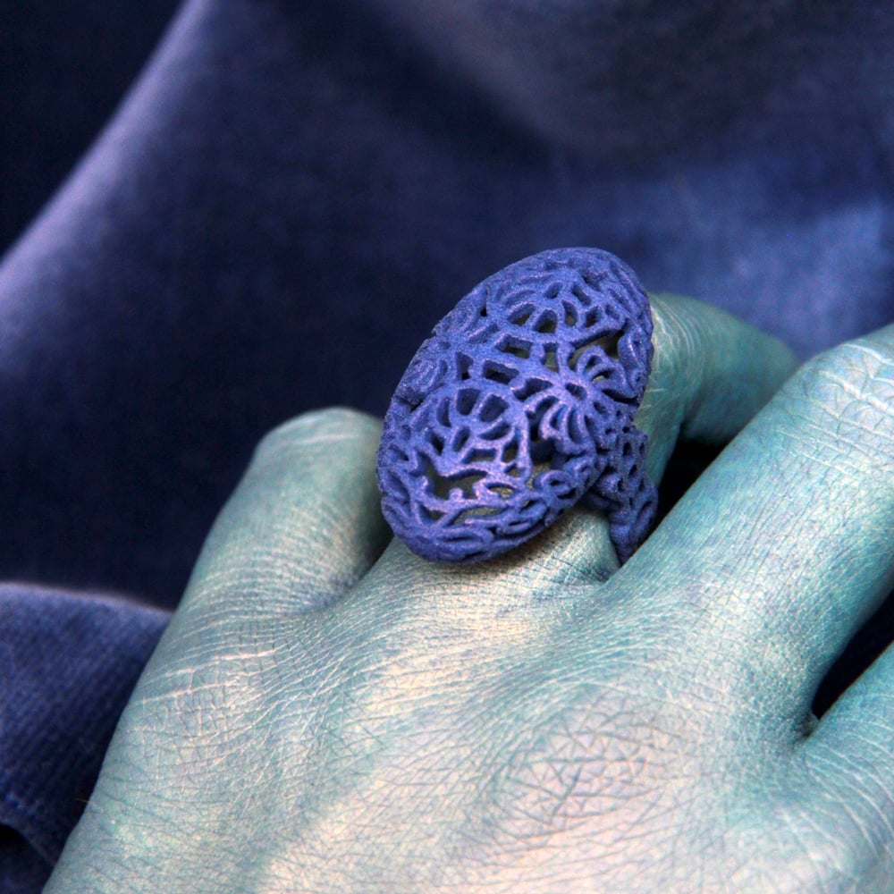 Image of 3D printed ring OVAL 2.floral 