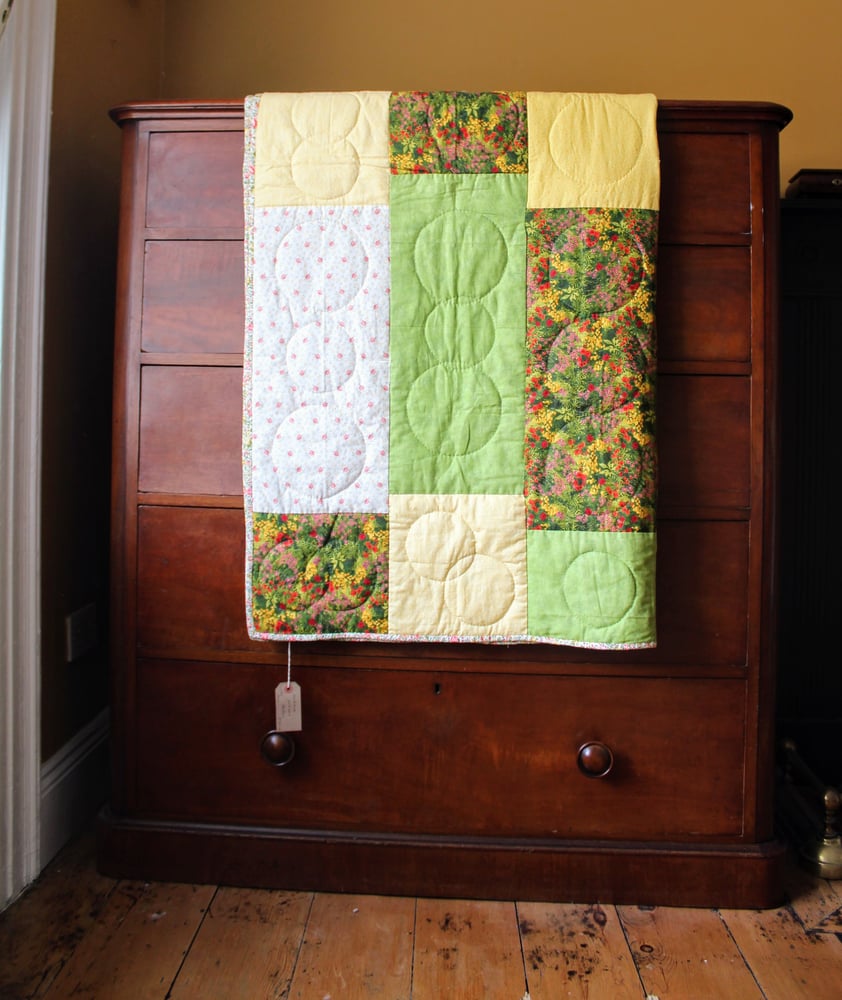 Image of Handmade patchwork blanket green