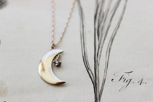 Image of *SALE* gold crescent moon with diamond necklace