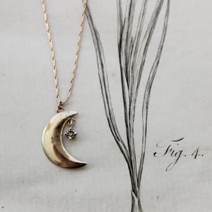Image of *SALE* gold crescent moon with diamond necklace