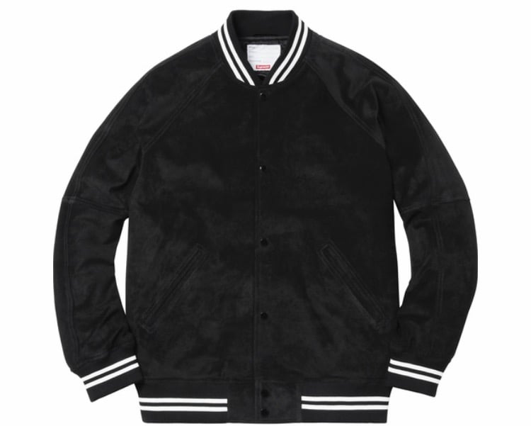 supreme suede varsity jacket