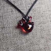 Image 1 of MICRO "LOVE YOU TO THE MOON AND BACK" ANATOMICAL HEART PENDANT 1