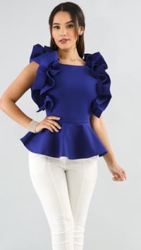 Image 4 of Side ruffled peplum top