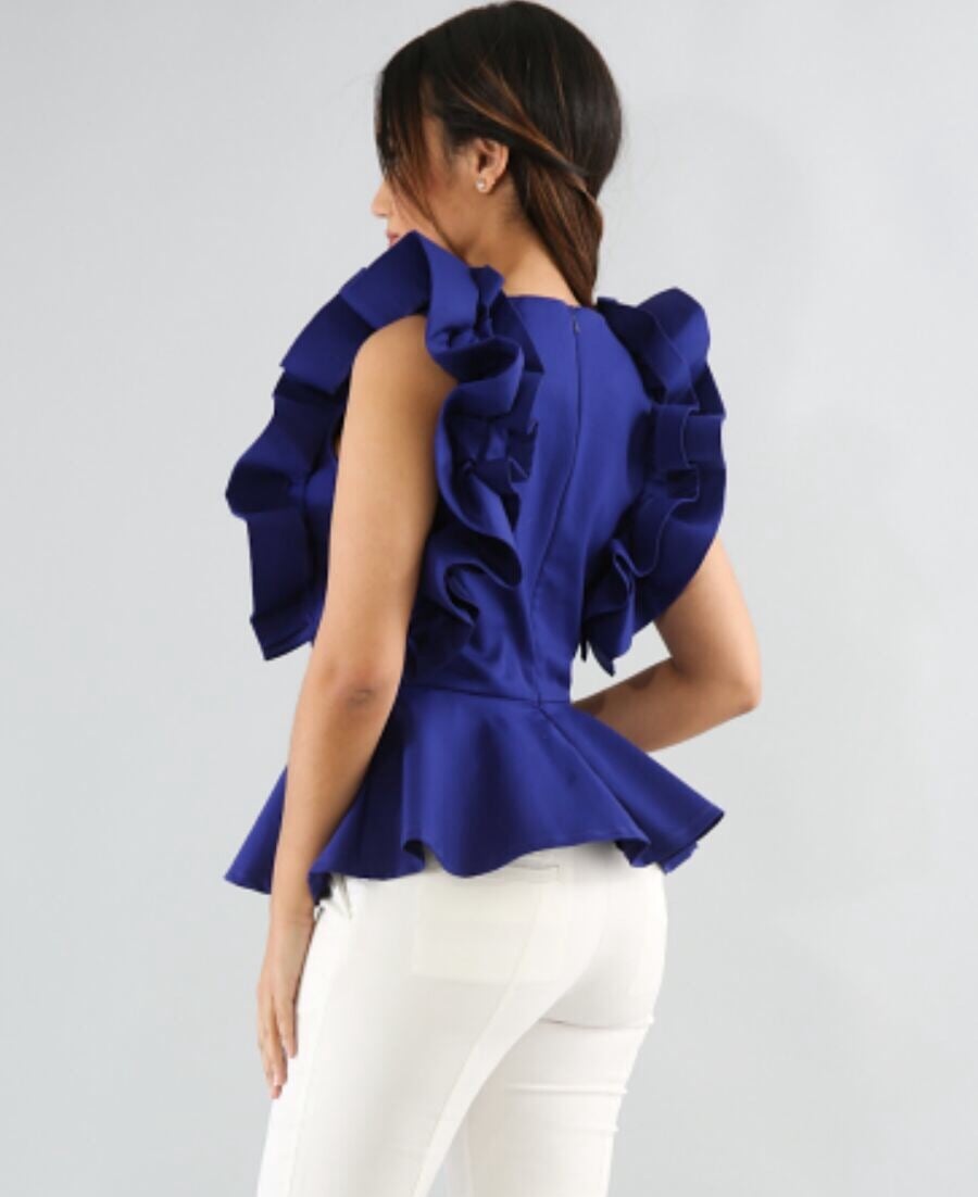 Image of Side ruffled peplum top