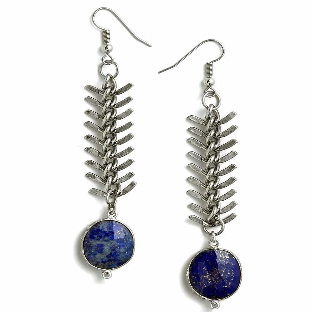 Image of LAPIS HERRINGBONE EARRINGS