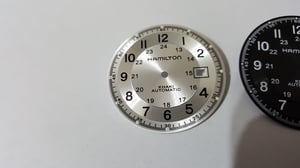 Image of NEW HAMILTON KHAKI GENTS WATCH DIAL,BLACK--PURPLE--SILVER--FOR ETA 2824-2836-2846 MOVTS