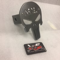 Image 1 of Punisher Skull with "INFIDEL" Hitch Cover - Two Layer