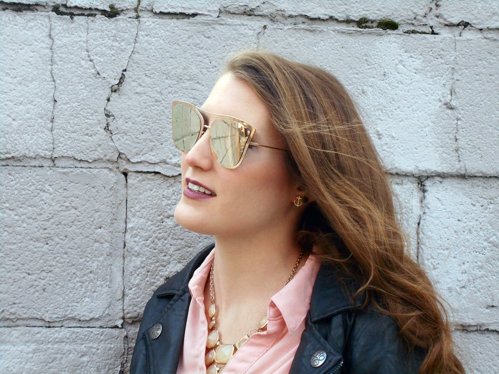 Image of Gabrielle: Trendy All Gold Cat Eye Sunglasses with Gold Mirrored Lenses
