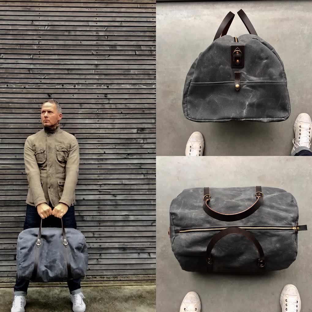 Image of weekender, duffelbag, travel bag in waxed canvas and leather