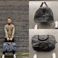 Image 5 of weekender, duffelbag, travel bag in waxed canvas and leather