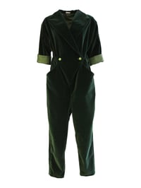 Image 1 of Mørkegrøn velour buksedragt