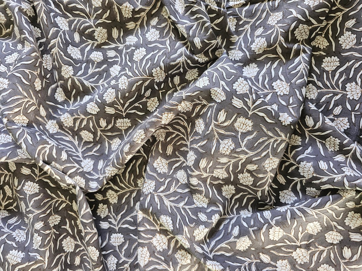 Image of Namaste fabric petits œillets fond gris souris