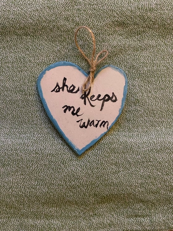 Image of She Keeps Me Warm handmade ornament