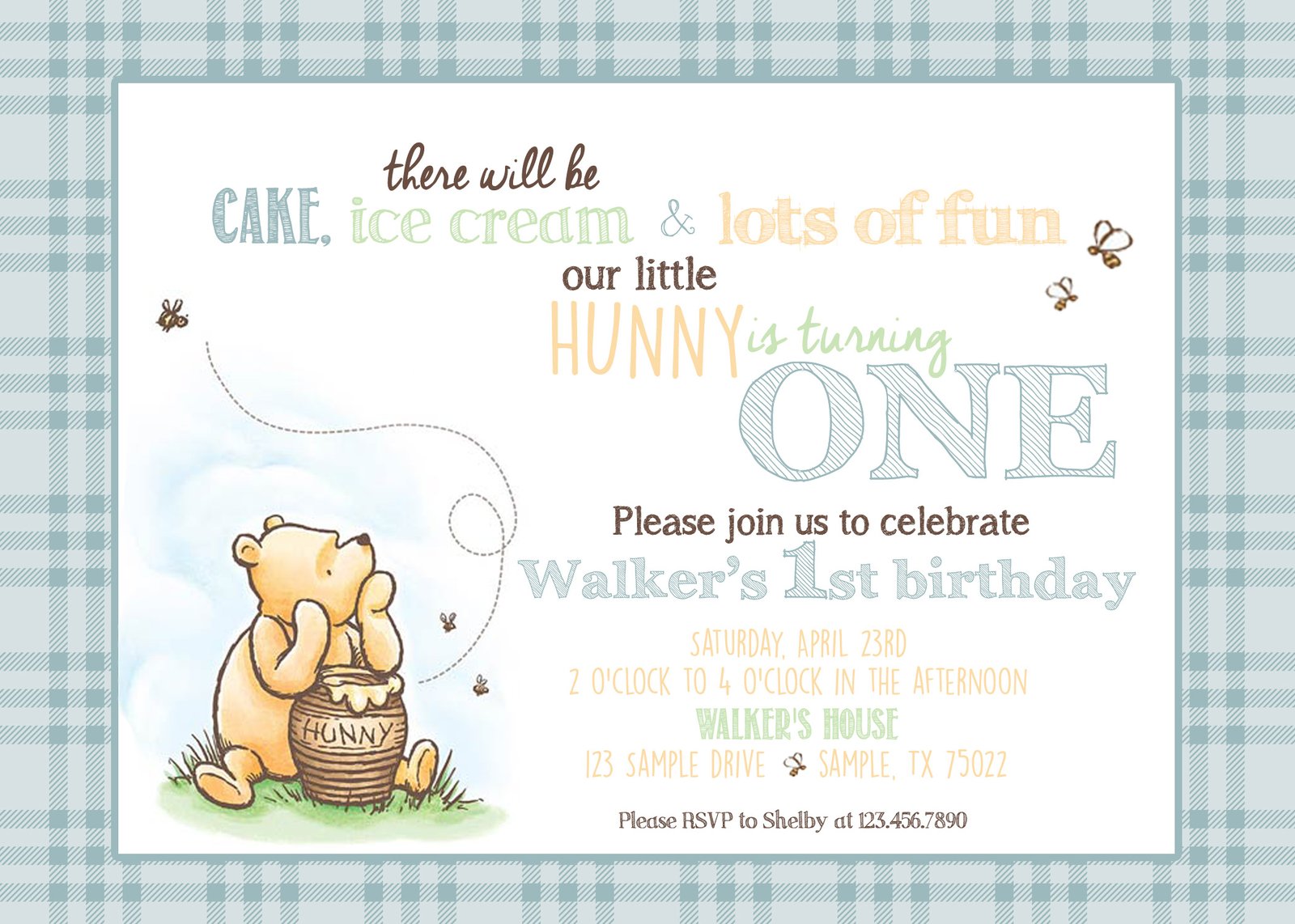 Classic winnie store the pooh invitations