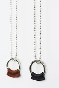 Image 2 of LUCID777 - DIRT POOR LEATHER "O" RING-BALL/CHAIN NECKLACE