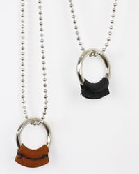 Image 1 of LUCID777 - DIRT POOR LEATHER "O" RING-BALL/CHAIN NECKLACE