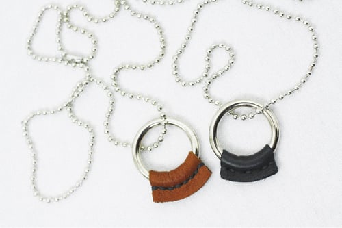 Image of LUCID777 - DIRT POOR LEATHER "O" RING-BALL/CHAIN NECKLACE