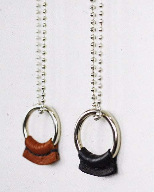 Image of LUCID777 - DIRT POOR LEATHER "O" RING-BALL/CHAIN NECKLACE