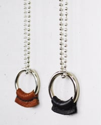 Image 4 of LUCID777 - DIRT POOR LEATHER "O" RING-BALL/CHAIN NECKLACE