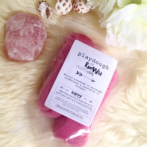 Image of HAPPY: Handmade playdough with rose geranium essential oil