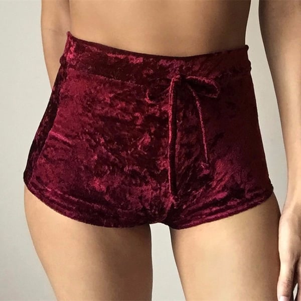 Image of Burgundy Velvet Shorts