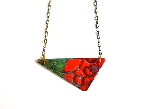 Image of Red Enamel and Patina Reversible Necklace
