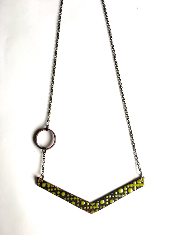Image of Cream and Chartreuse Enamel Reversible Necklace