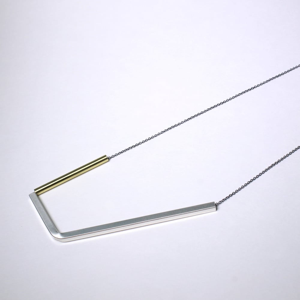 Image of bent square necklace