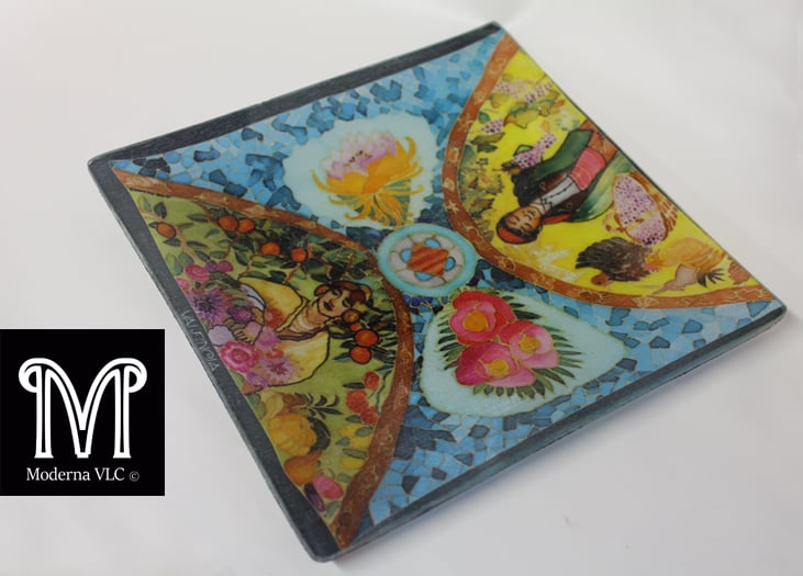 Image of Silk glass plate/Pongotodo seda y vidrio