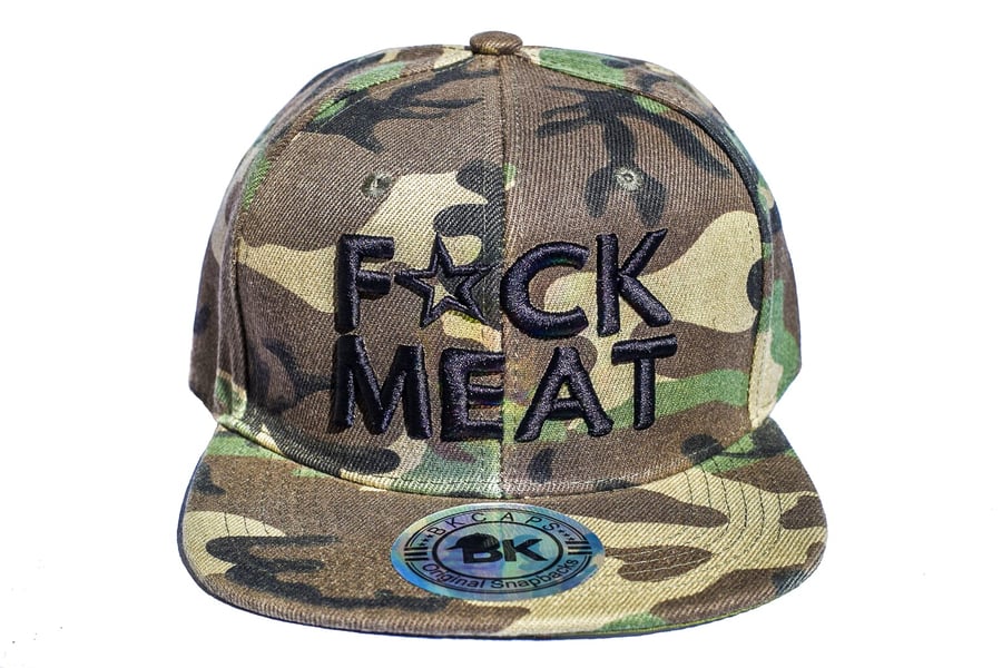 Image of F💥CK MEAT 3D BLACK on CAMO SNAPBACK HAT