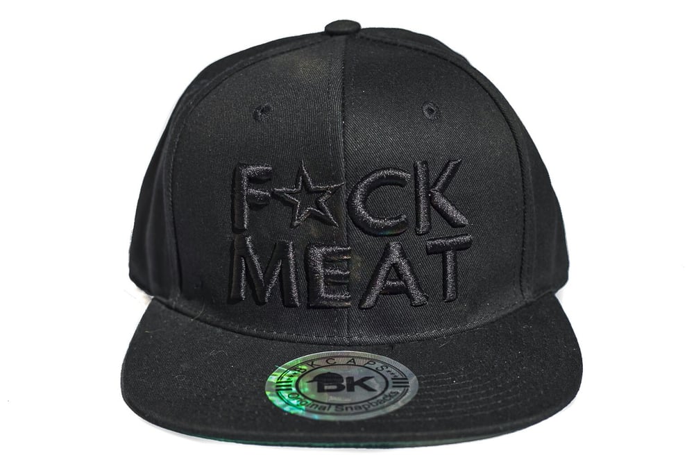 Image of F💥CK MEAT 3D BLACK on BLACK SNAPBACK HAT
