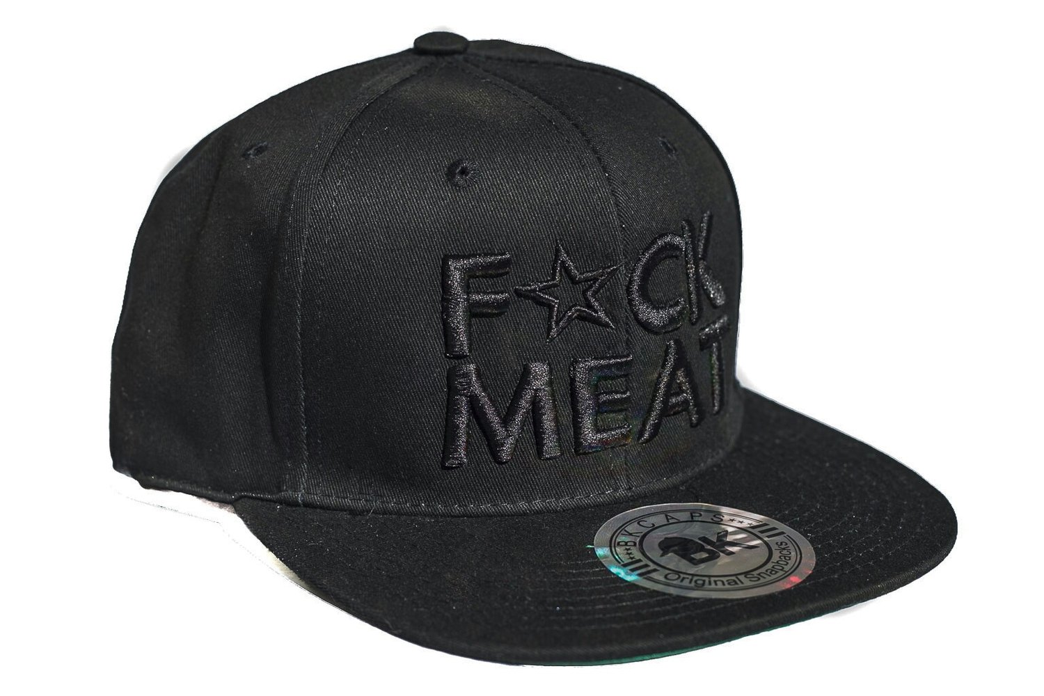 Image of F💥CK MEAT 3D BLACK on BLACK SNAPBACK HAT