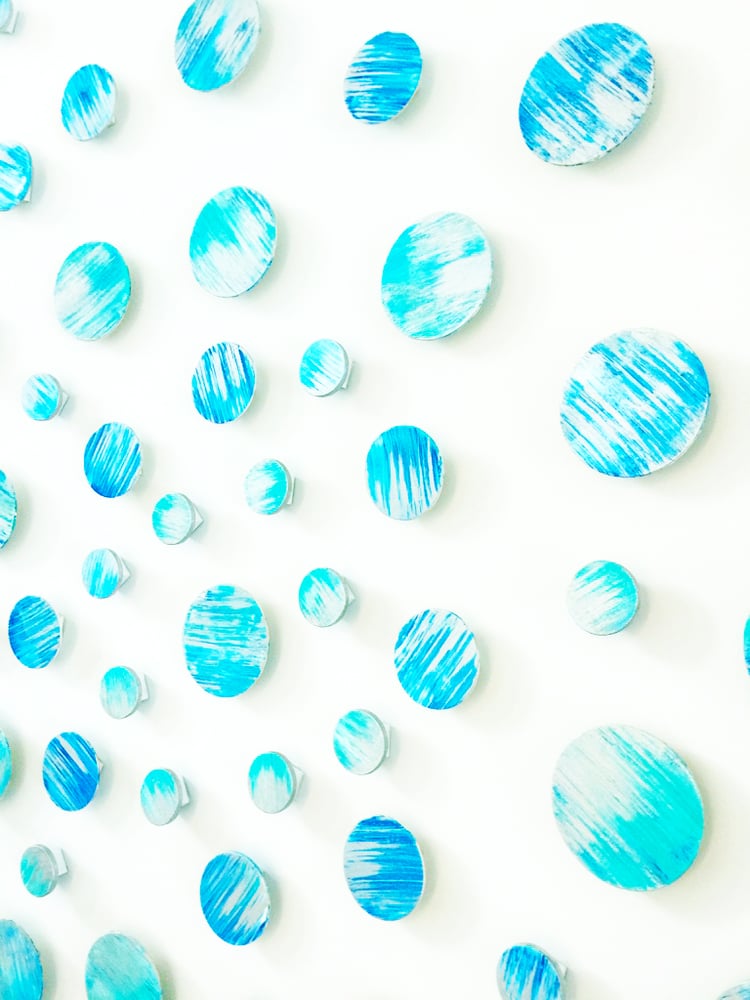 Image of 'SHIMMERING WAVE' | Wood Wall Art | Modern Wall Sculpture | Blue Wall Art | Original Modern Art