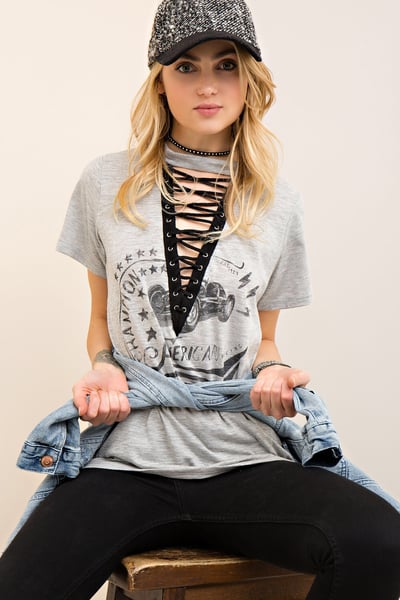 Image of Lace Up Crew Neck
