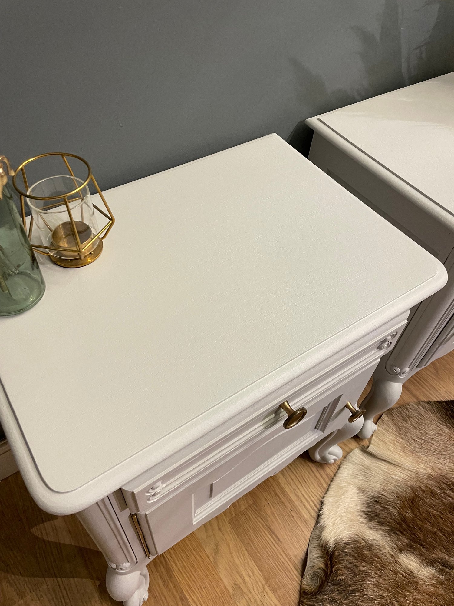 Image of French oak white bedside tables