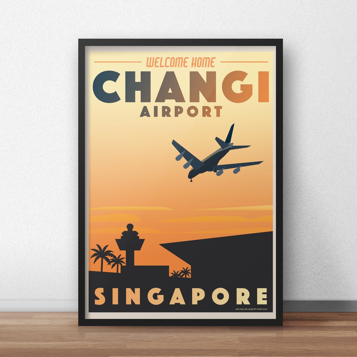 Image of Changi Airport Vintage-Style Travel poster