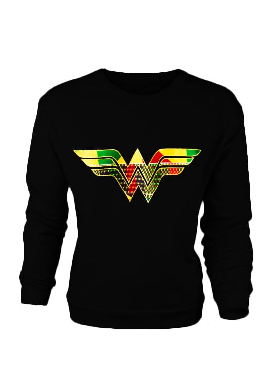 Image of BLACK Afro Wonder Woman Ladies Sweatshirt