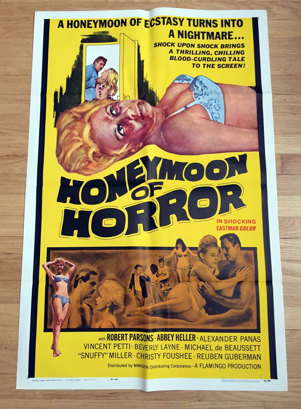 1964 HONEYMOON OF HORROR Original U.S. One Sheet Movie Poster
